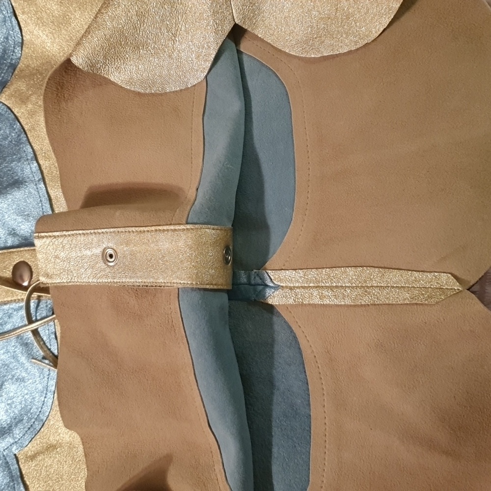 MARC JACOBS A Line Light Blue & Gold Scalloped Leather Skirt sz Small - Picture 6 of 6
